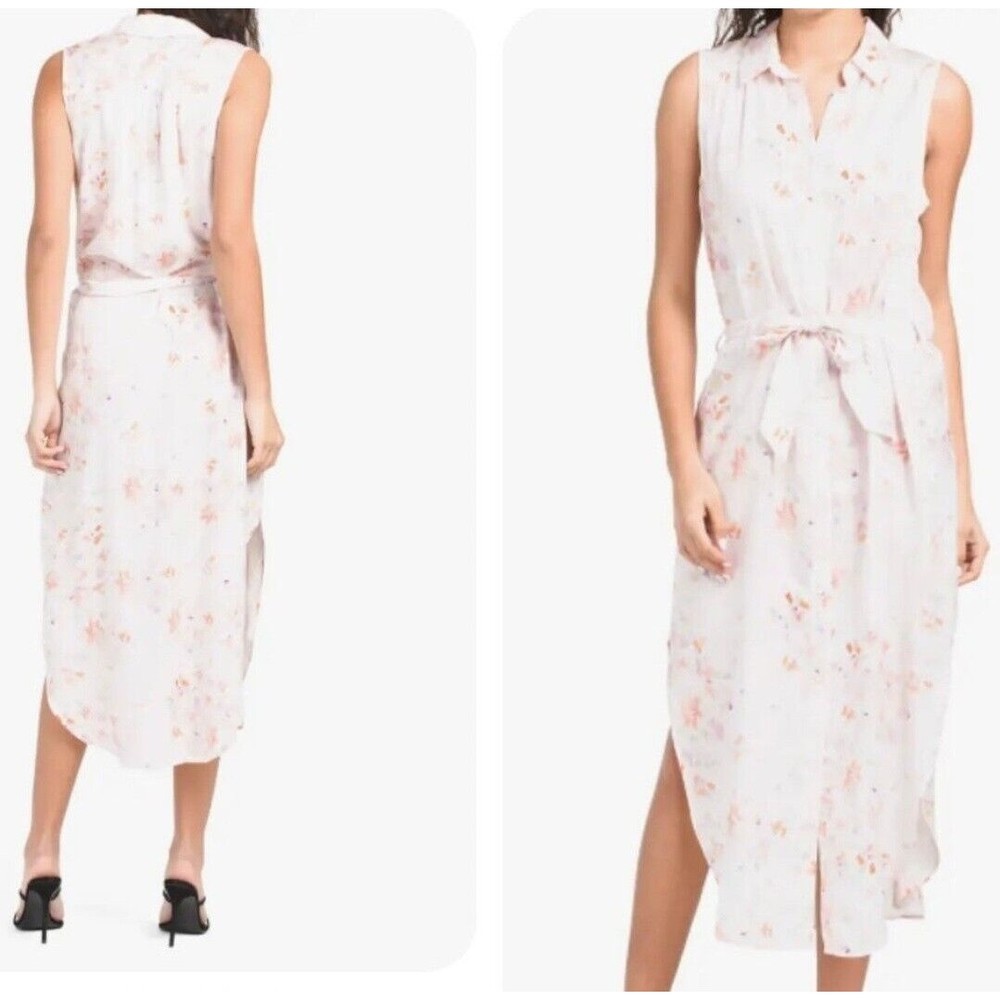 Cloth & Stone Anthropologie Sleeveless Belted Shirt Midi Dress S Pink NWOT